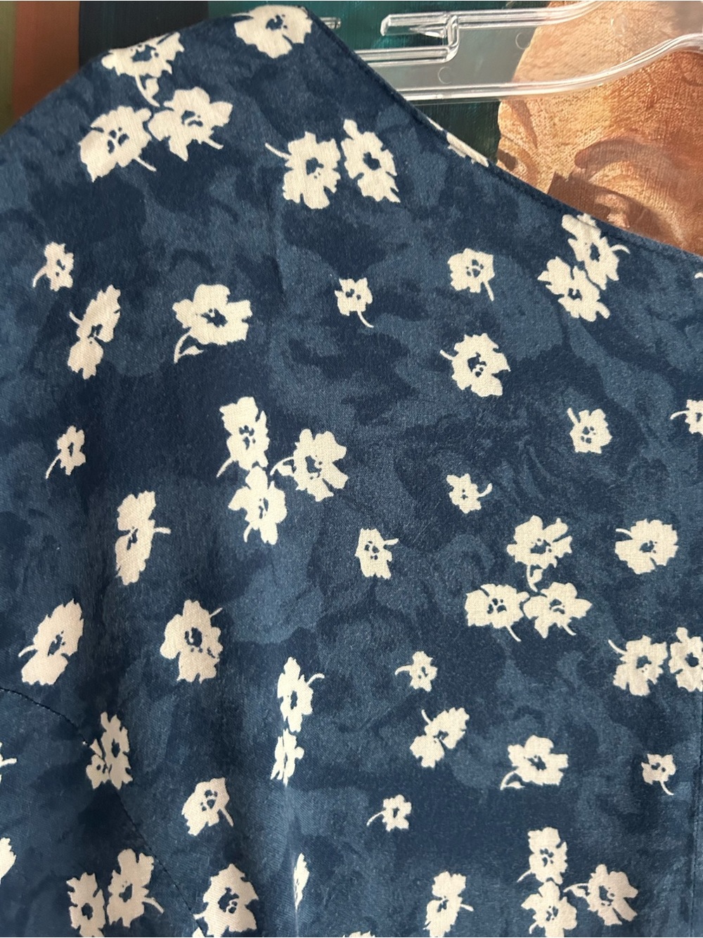 Vintage Cotton Ginny Plus Blue Floral Rayon Button Front Dress L Made Canada - Picture 9 of 15
